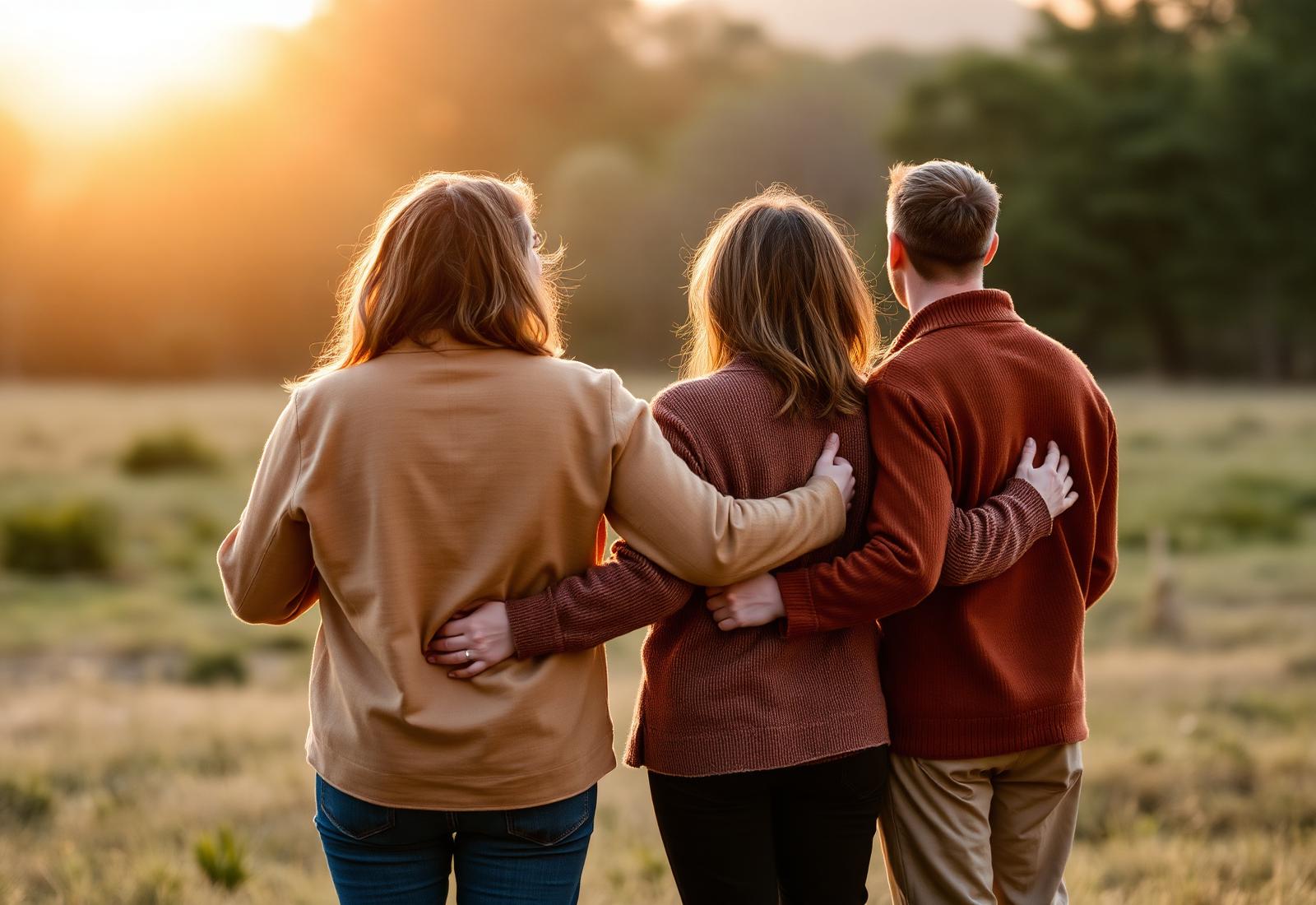 Familie in einem ruhigen Moment im Freien